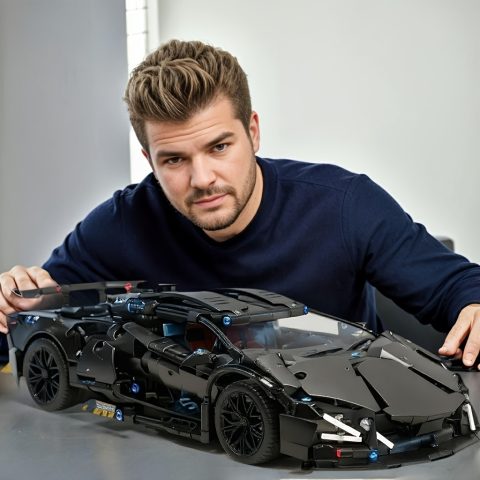 1288 pieces limited edition black supercar building block set