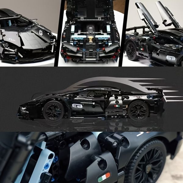 1288 pieces limited edition black supercar building block set