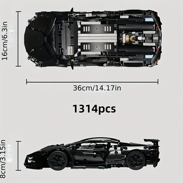 1288 pieces limited edition black supercar building block set