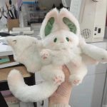 Cute white bat rabbit plush toy