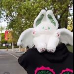 Cute white bat rabbit plush toy