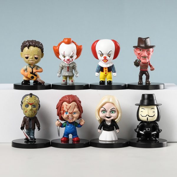 1 set of 8 horror movie horror dolls, car interior toys