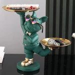 Bulldog statue, double layered gold tray decoration for bulls