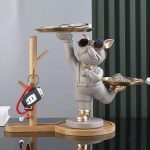 Bulldog statue, double layered gold tray decoration for bulls