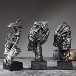 Abstract Facial Sculpture -3-Piece Resin Art Home Decoration Set
