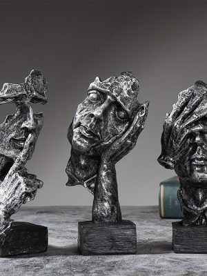 Abstract Facial Sculpture -3-Piece Resin Art Home Decoration Set