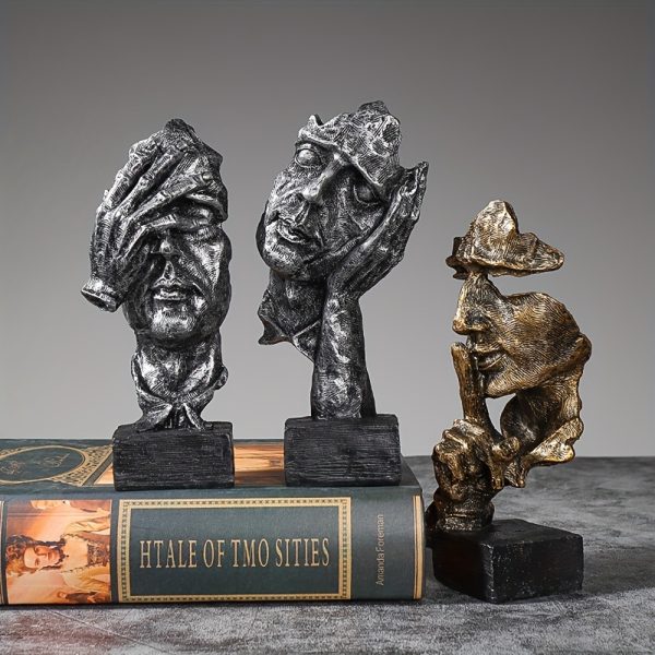Abstract Facial Sculpture -3-Piece Resin Art Home Decoration Set