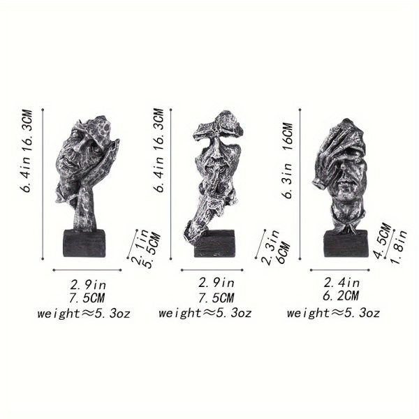Abstract Facial Sculpture -3-Piece Resin Art Home Decoration Set