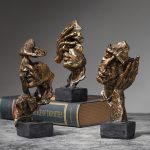 Abstract Facial Sculpture -3-Piece Resin Art Home Decoration Set