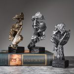 Abstract Facial Sculpture -3-Piece Resin Art Home Decoration Set