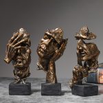 Abstract Facial Sculpture -3-Piece Resin Art Home Decoration Set