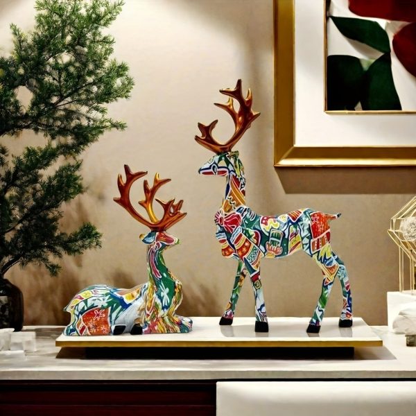 2 pieces/set reindeer - Christmas figurine decoration